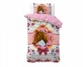 Lenjerie de pat pentru o persoana, Cute Horse Pink, Dreamhouse, 2 piese, 100% bumbac