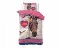 Lenjerie de pat pentru o persoana, Love Horse Pink, Dreamhouse, 2 piese, 100% bumbac