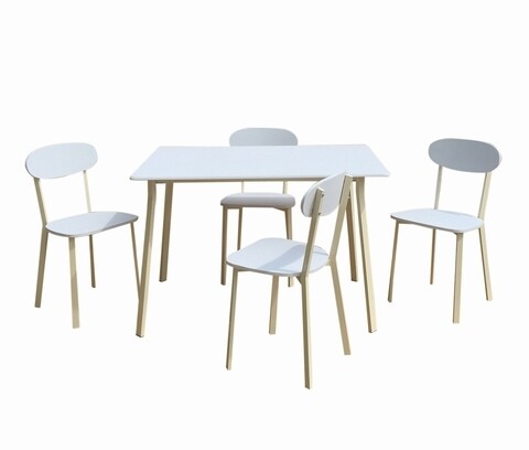 Set dining/bucatarie Bedora Osso, masa cu 4 scaune, 110 x 70 x 75 cm, metal/MDF
